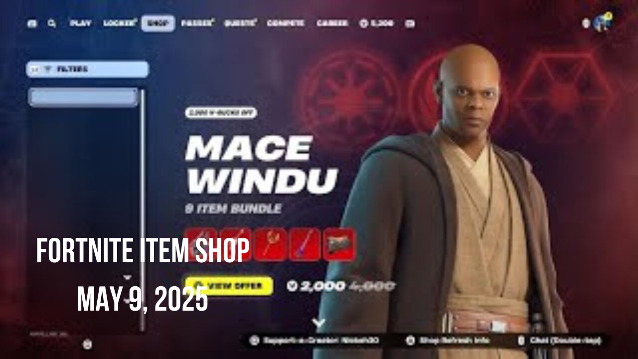 Fortnite Item Shop|May 9, 2025(*New* Mace Windu Bundle & Snowcarver Bundle)