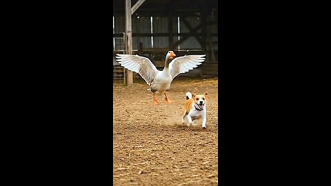 Goose vs. Playful Dog #Animals #Nature #Birds #Biodiversity