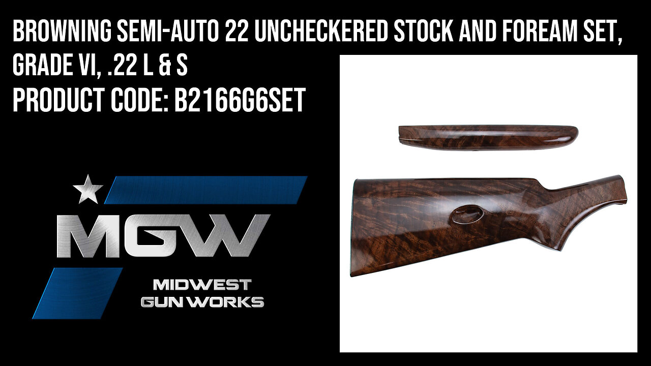 Browning Semi-Auto 22 Uncheckered Stock and Foream Set, Grade VI, .22 L & S - B2166G6SET