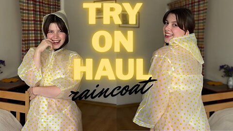 [4K USA] TRY-ON Haul | Raincoat with Yellow Dots