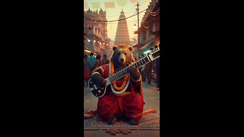 😨The bear playing indian sitaar