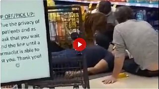 Man lying in the floor at Sobeys Pharmacy in Saskatoon, Canada - still lining up to be killed I see