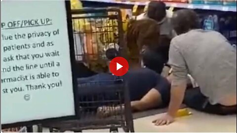 Man lying in the floor at Sobeys Pharmacy in Saskatoon, Canada - still lining up to be killed I see