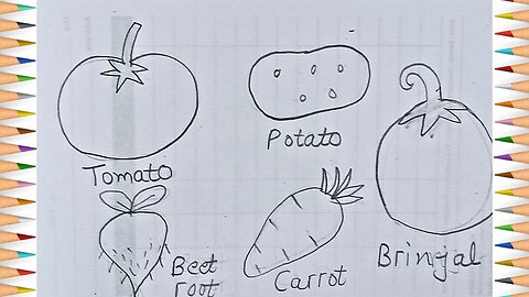 5 Different types of vegetables drawing| How to draw different Vegetables drawing easy