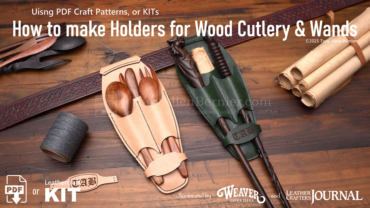 Make Leather Flatware & Wand Holders for your Belt. Silverware Holster Leathercraft Patterns & Kits.