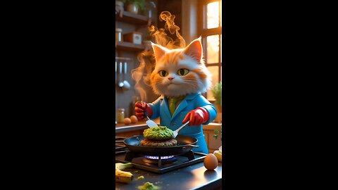 cat cooking 🍳🍳🍳