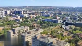 Russian Mi-28 helicopter flying over Bakhmut. The city is being taking over by nature