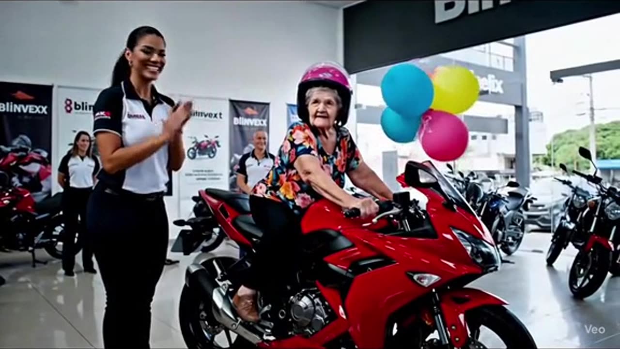 velha caindo da moto