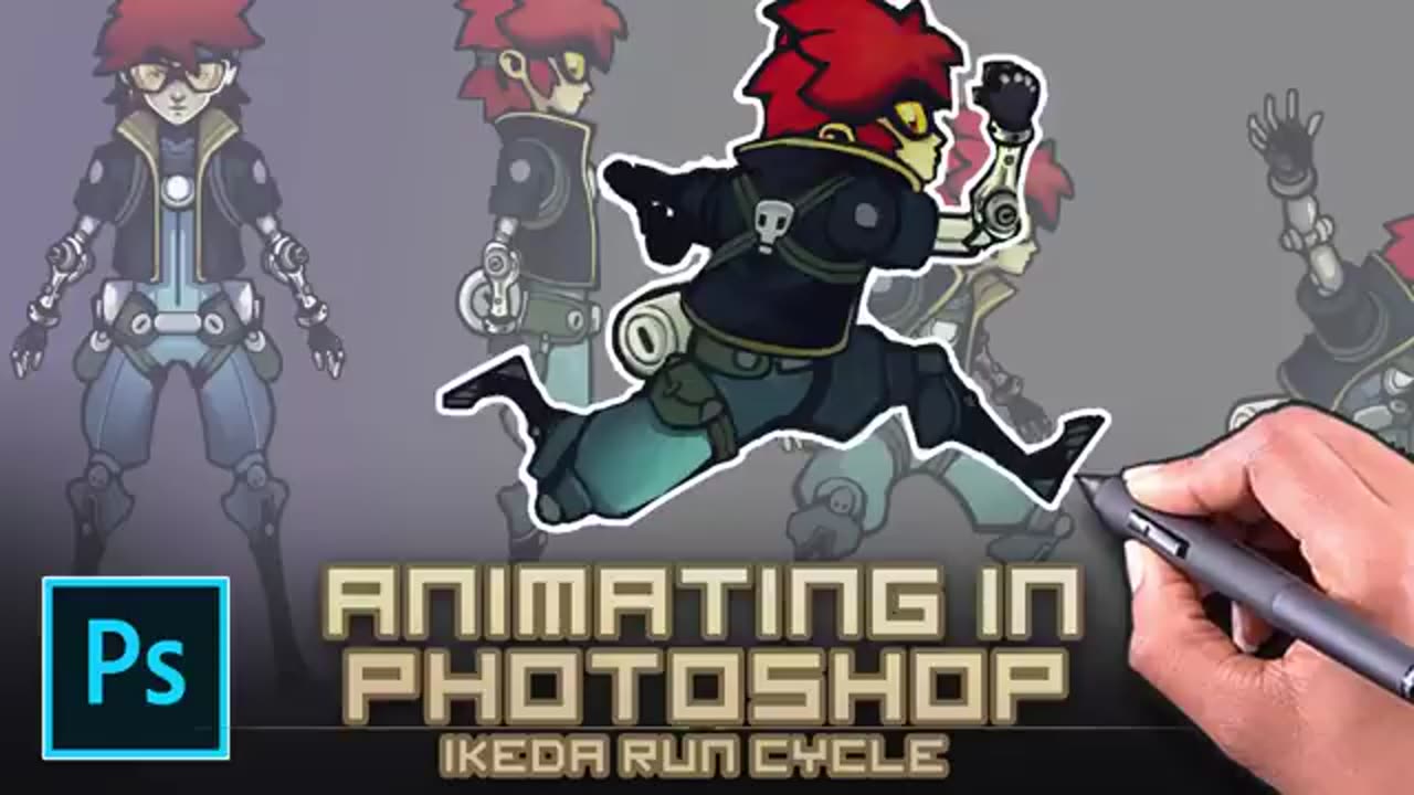 Animating in photoshop (for indie games) - Ikeda 8 frame run animation challenge.