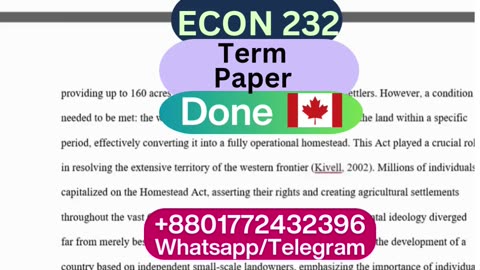 Student Work (Term paper) | ECON 232 Agricultural Land Rights | Queen’s University