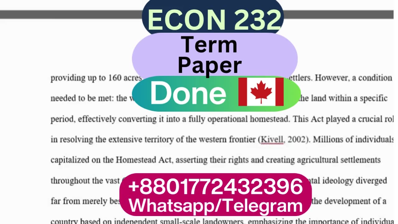 Student Work (Term paper) | ECON 232 Agricultural Land Rights | Queen’s University