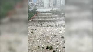 Hail crashes down during storm in southwest France
