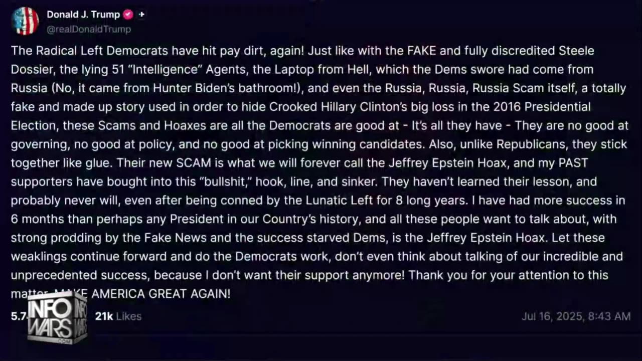 INFOWARS LIVE - 7/16/25:The American Journal with Harrison Smith / The Alex Jones Show / The War Room With Owen Shroyer