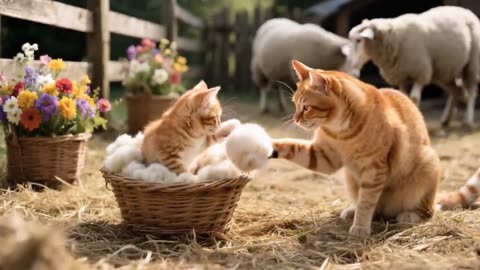 🐱 Mama Cat Works Hard for Her Kittens | Cooking, Knitting & Love 🧶🍲
