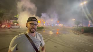 Atlanta is a war zone. Tear gas, rioters throwing fireworks at police.