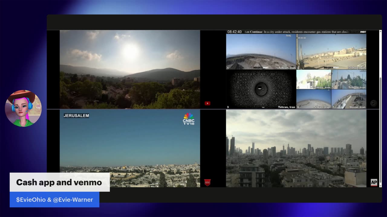 Iran and Jerusalem live feeds.