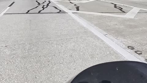 Biker Dodges Car and Dangerous Sign by an Inch