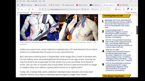 Jane’s Addiction’s Members Sue Singer Perry Farrell for $10 Million