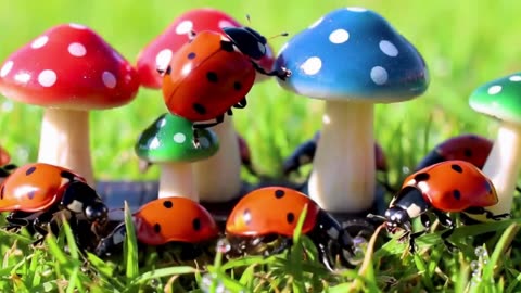"Mushroom House Ladybugs: A Magical Mobile Garden Adventure"