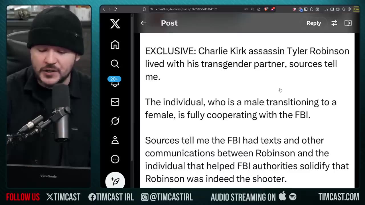 Charlie Kirk Assassinated By Trans Terror Cell, FBI Investigating Says Report | Tim Pool