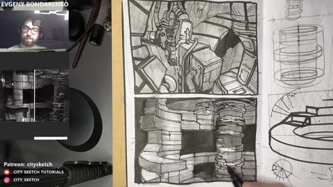 Draw like Tsutomu Nihei. Complex perspective manga backgrounds.