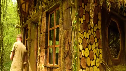 Building a forest fairy tale shelter forest house construction