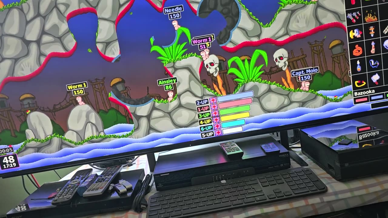 My Nintendo Switch Plays Worms Armageddon Anniversary Edition very well & looks great