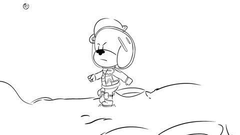 Hopping over craters in space, animation clean-up