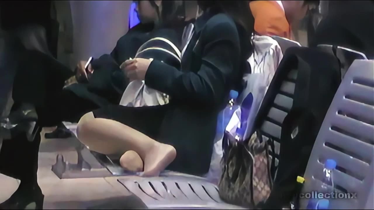 Resting her tired feet...