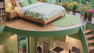 Sage Green Tiny Home Tour / Elevated Bedroom, Forest Views & Cozy Living. #short #shorts