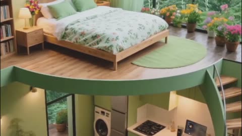 Sage Green Tiny Home Tour / Elevated Bedroom, Forest Views & Cozy Living. #short #shorts