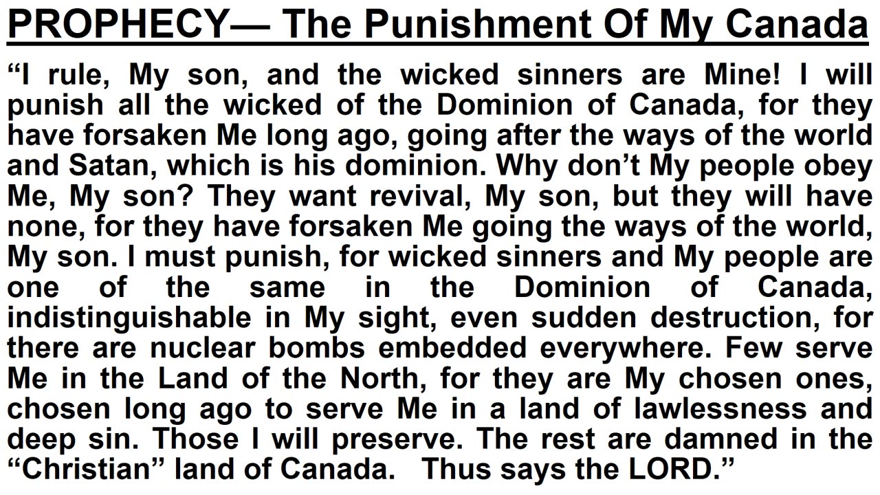 PROPHECY— The Punishment Of My Canada