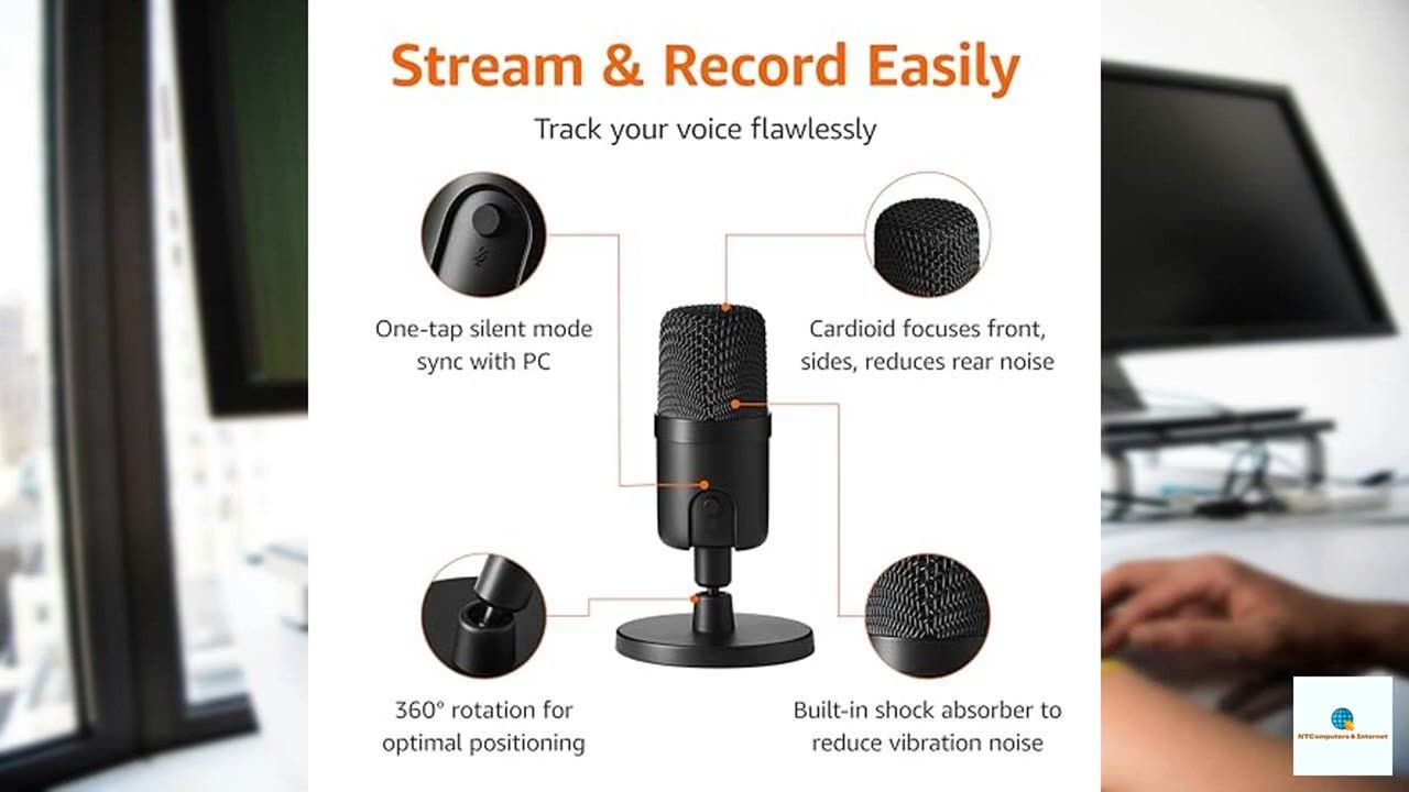 Amazon Basics USB Condenser Microphone for Streaming, Recording, and Podcasting on PC, Plu