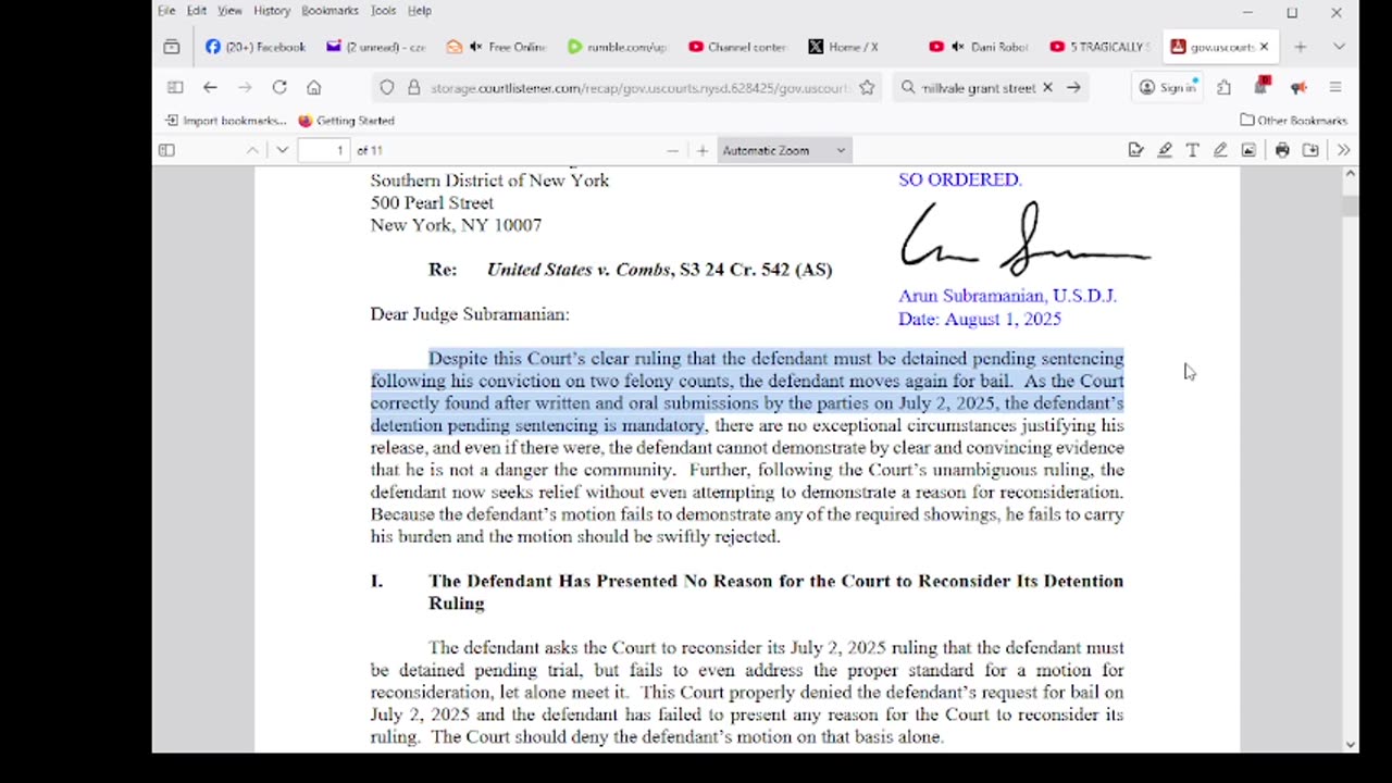 DIDDY COURT DOCUMENTS DIDDY NOT GETTING BAIL OR ORDERED