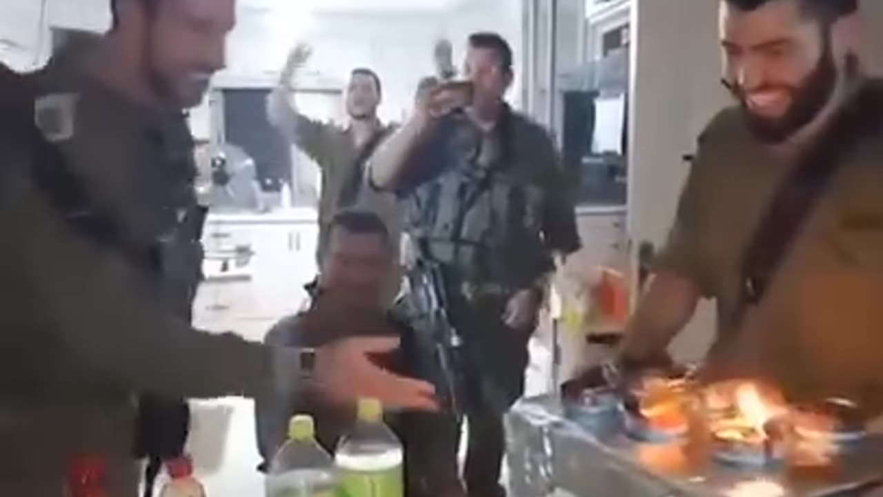 israeli' soldiers raided a Palestinian home in Jaba — a town in the occupied West Bank — violently kicked out the family, then threw a birthday party