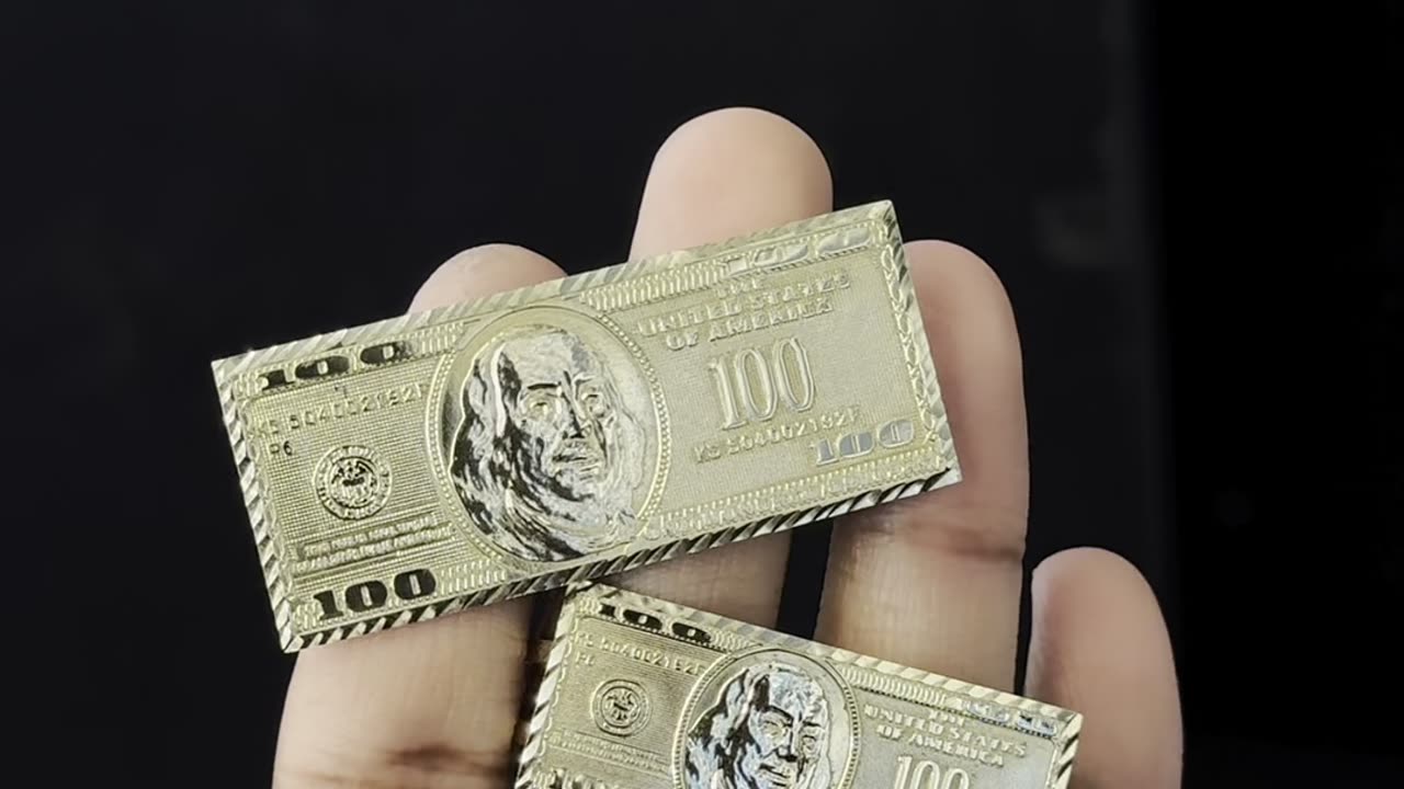 Real 10K Gold “100 Dollar Bill” Rings