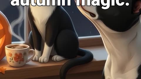 Just two friends and a cup of autumn magic #autumndecor #lofimusic #chillhop #anxietyrelief