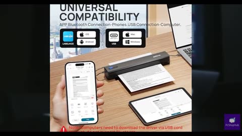 POLONO Portable Printer, D810 Inkless Bluetooth Thermal Printer Wireless for Tra