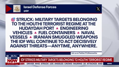 Israel-Hamas war: IDF strikes military targets Houthi rebels