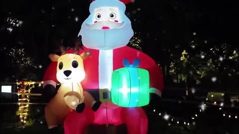 9.5FT Inflatable Christmas Santa Claus Decoration Reindeer Gift LED
