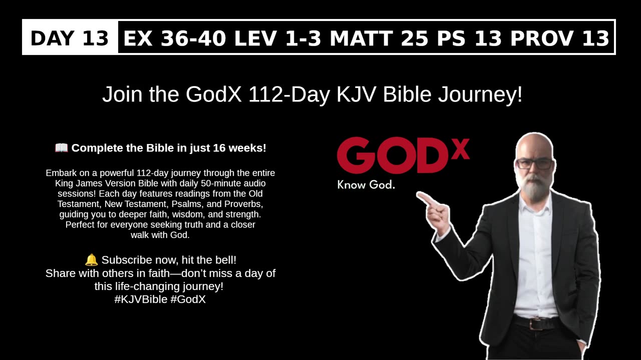 Day 13: Exodus 36-40, Leviticus 1-3, Matthew 25, Psalm 13 – Worship with Reverence | KJV Audio