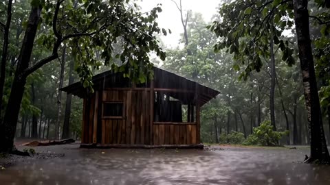 Rainy Forest Cabin Ambience Relaxing ASMR Sounds for Deep Sleep & Calm Focus