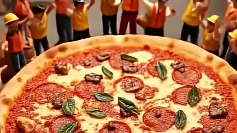 Mini Workers Make Tiny Pizza 🍕🤖 | Funny AI Short Video
