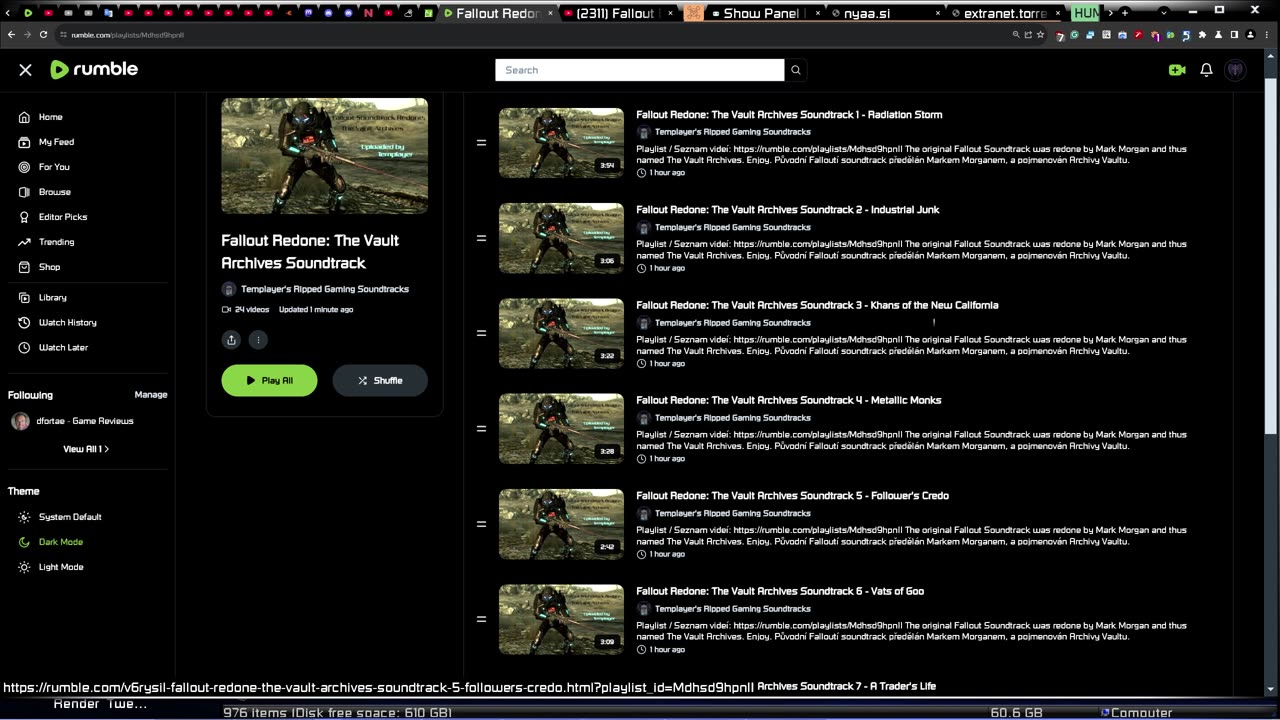 The Fallout Redone: The Vault Archives Soundtrack is now available on this channel