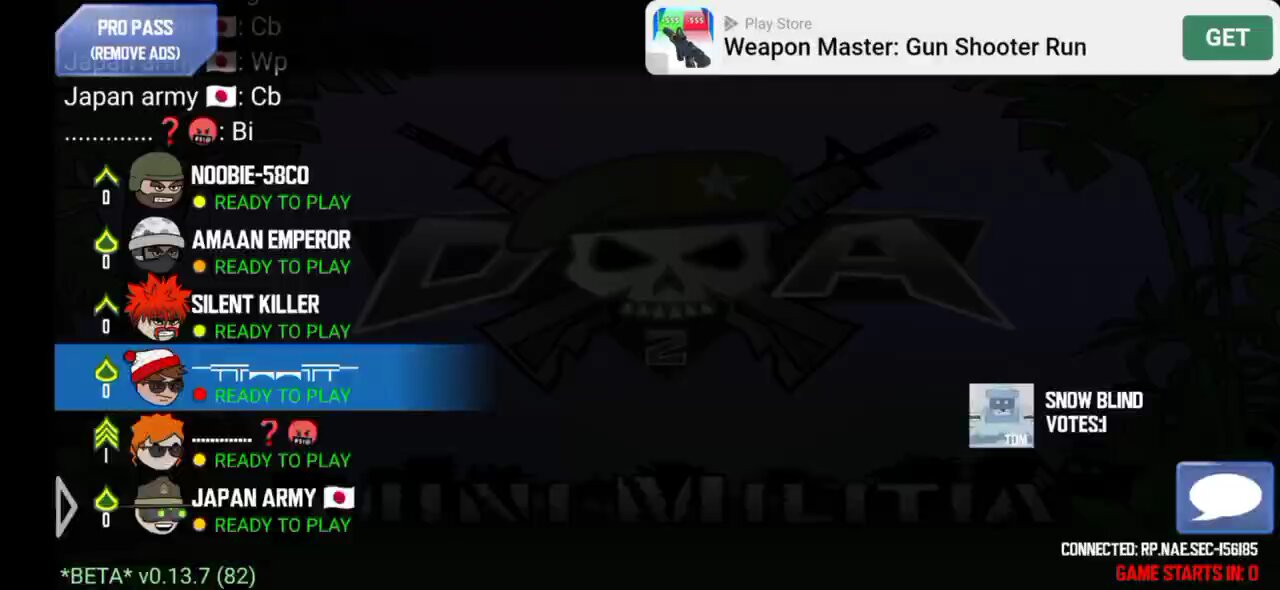 How to play mini militia in snow map