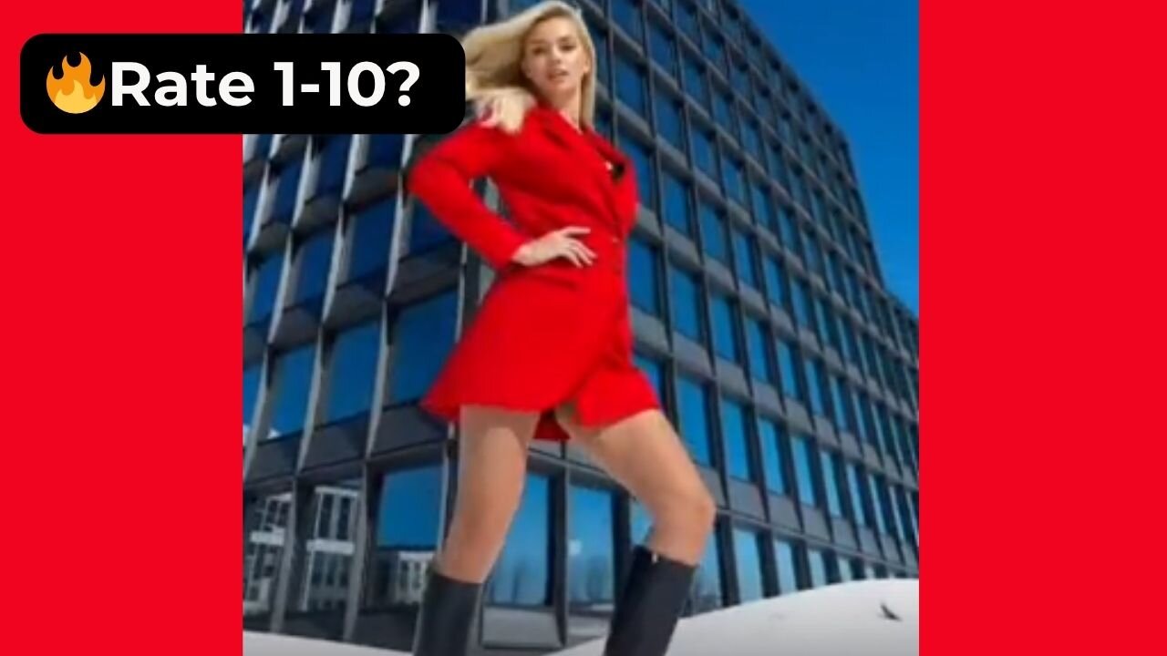🔥 Rate This Red Winter Coat & Black Boots 1-10? | Supermodel Winter 4K