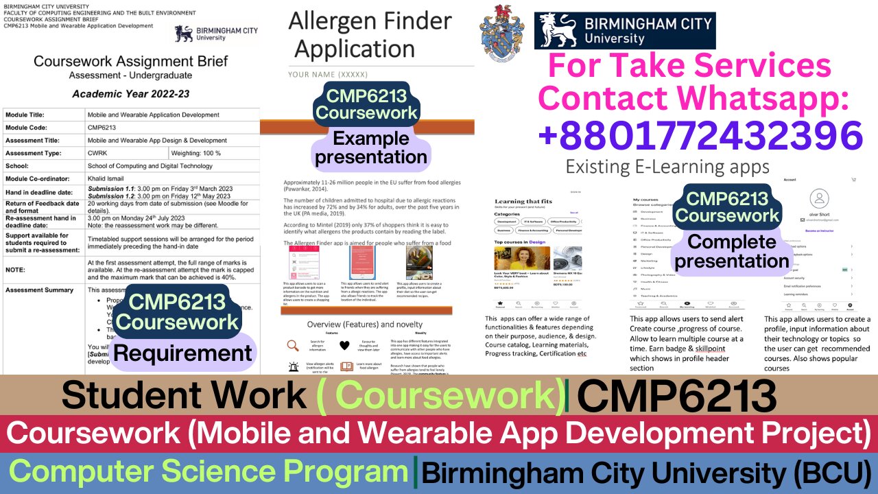 Client Work (Coursework) | CMP6213 Mobile & Wearable App Development | Birmingham City University