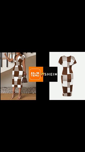 🛒SHEIN Clasi Deep V Neck Colorblock Bodycon Dress Maxi Women Outfit