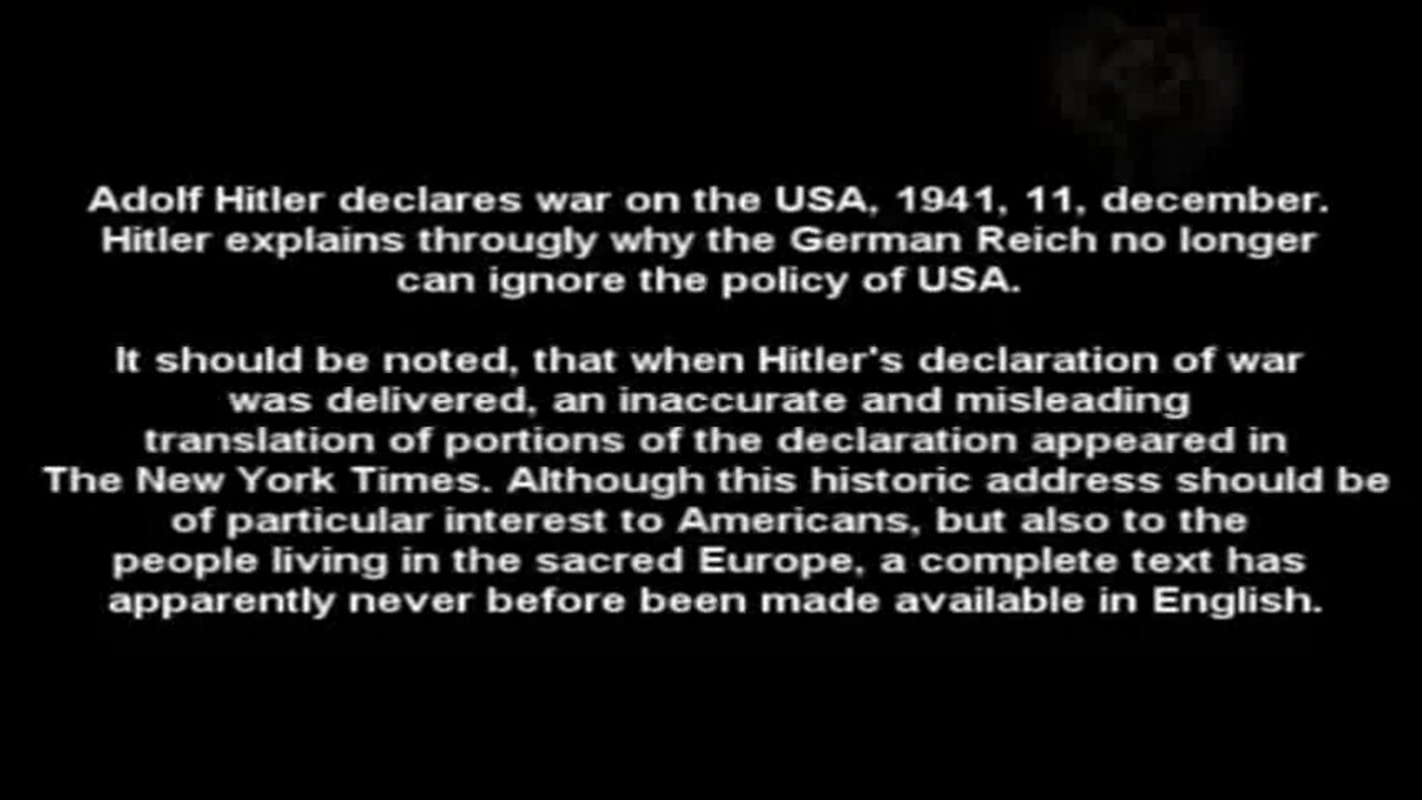Adolf Hitler’s declaration of war on the US in English